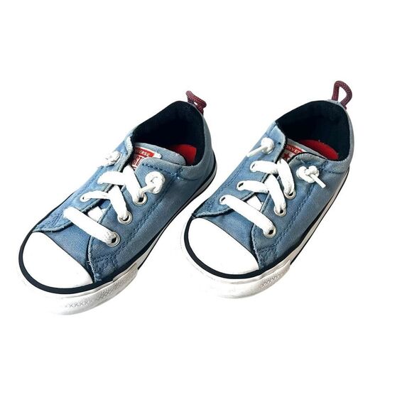 Converse All Star Kids Infant 7 Light Blue Canvas Sneakers Shoes Slip On Low Top - Picture 4 of 12